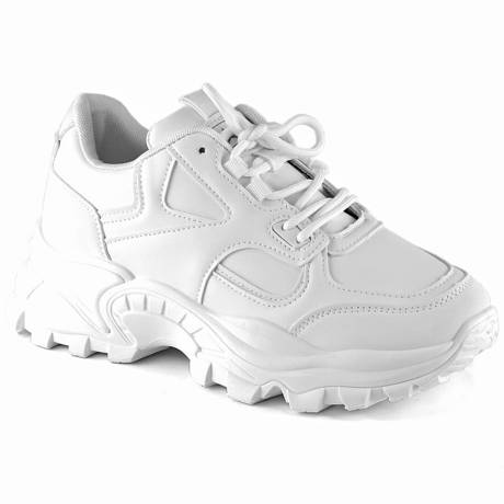 Buty sportowe damskie na platformie białe eVento 5465