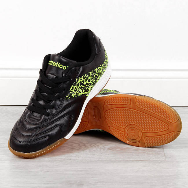 Buty sportowe męskie halówki czarno-limonkowe Atletico