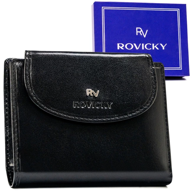 Portfel damski skórzany RFID czarny Rovicky RV-70614-9-BCA