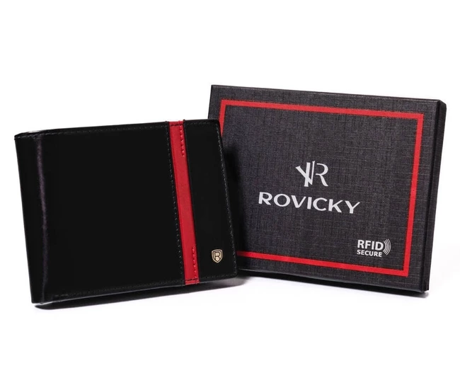 Portfel męski skórzany RFID czarny Rovicky N61-RVTP-3036