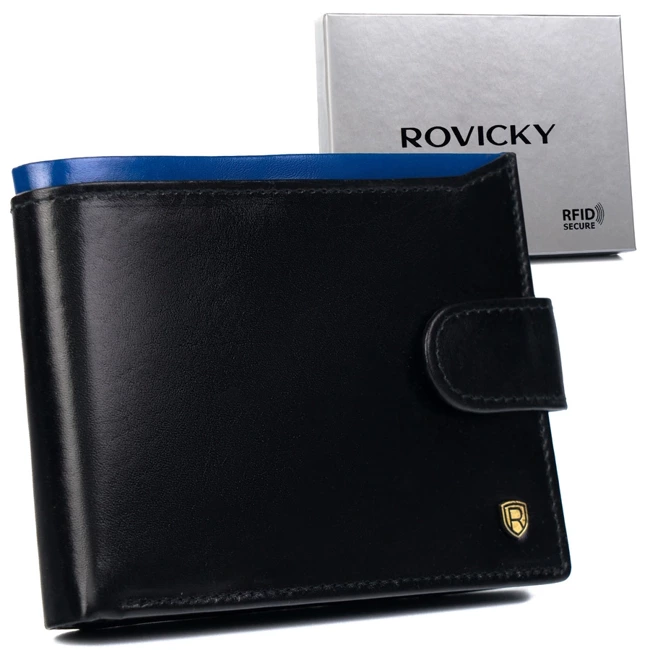 Portfel męski skórzany RFID czarny Rovicky N992L-RVT