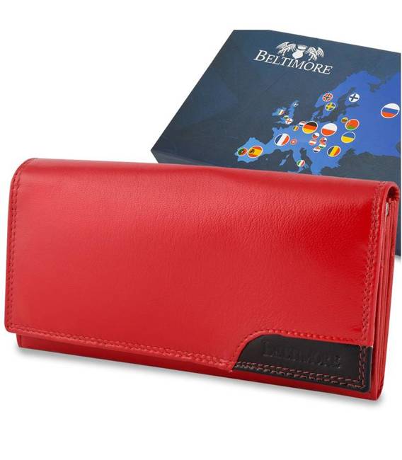 Skórzany portfel damski czerwony Beltimore 040