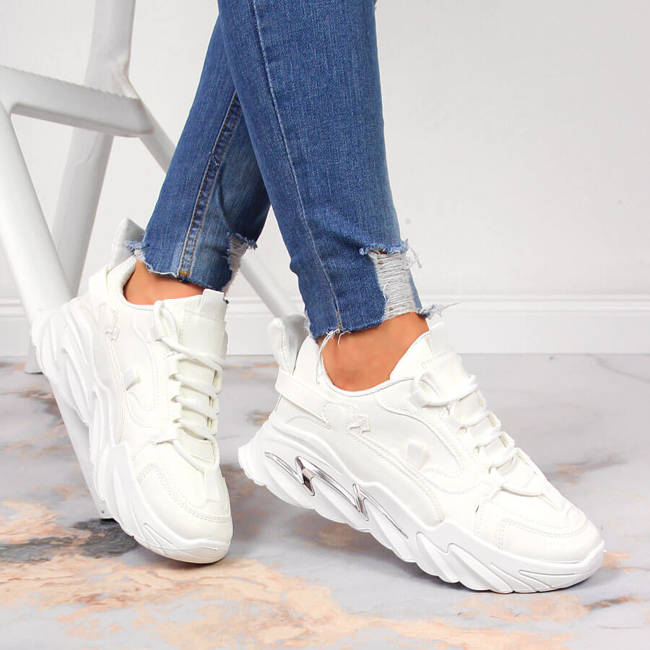 Sneakersy damskie na platformie białe Potocki