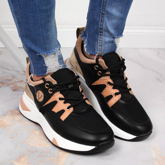 Sneakersy damskie na platformie czarne Vinceza
