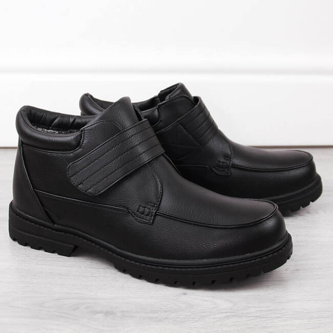 Trzewiki buty męskie na rzep ocieplane czarne Man's Style WS-004