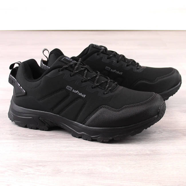 Wodoodporne buty sportowe trekkingowe softshell czarne męskie McBraun 5340